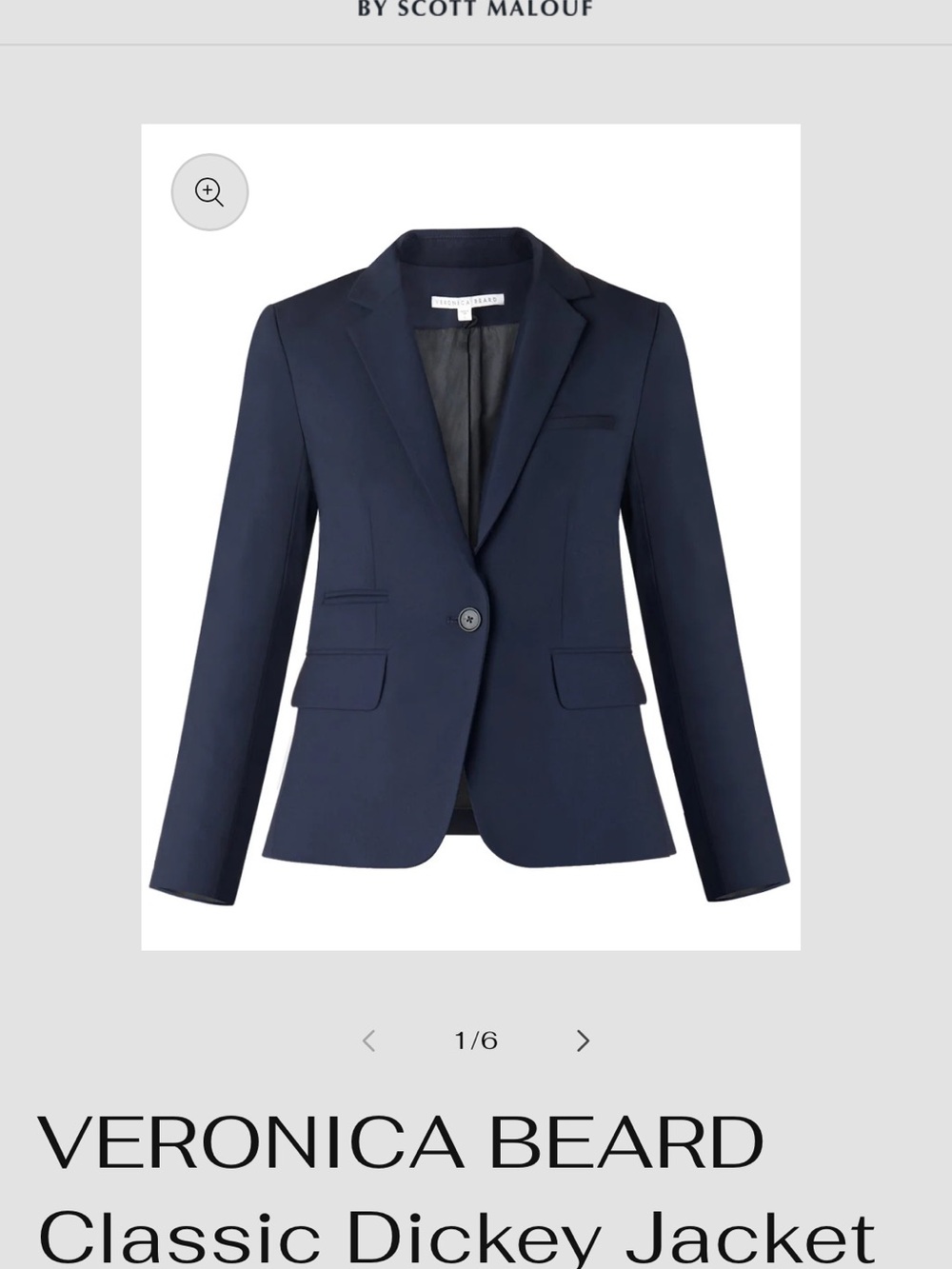 Veronica Beard Classic Dickey Blazer Jacket - size 6 - navy